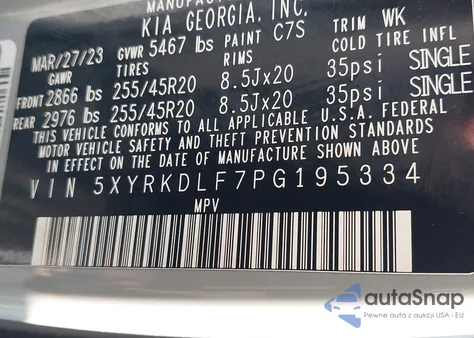 2023 Kia Sorento Sx из США, поврежденный, VIN 5XYRKDLF7PG195334